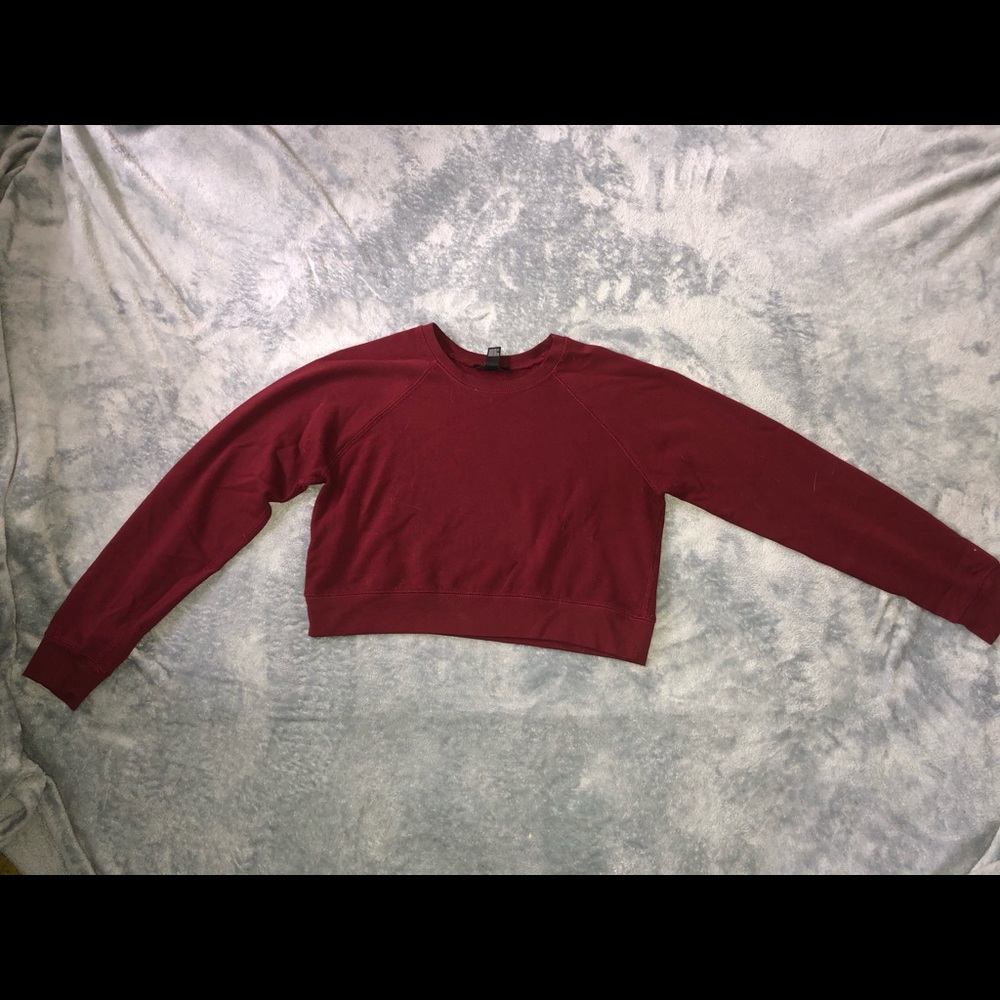 maroon long sleeve crop top